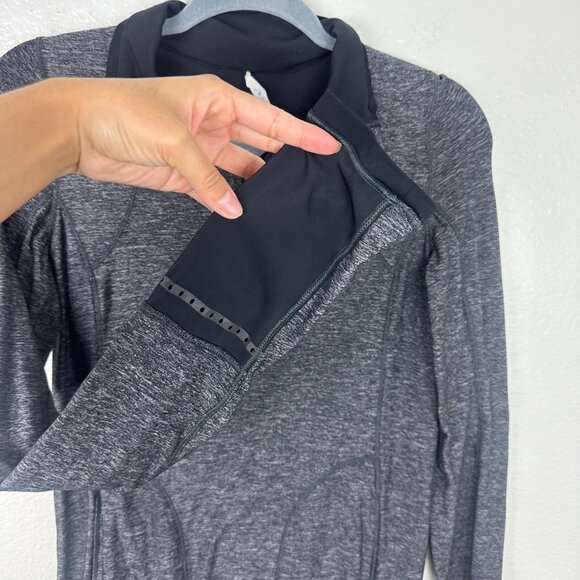 Lululemon Pace Pusher 1/2 Zip Heathered Black / Black 6 Luon Light Athletic - Picture 6 of 11